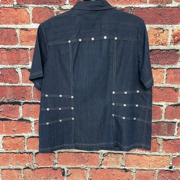 Coastal Grandma Vintage Vanity Fair Women Snap Button Shirt Size 16 XL Denim - Picture 2 of 9